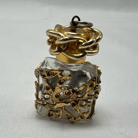 Glass Miniature Perfume Bottle Pendant Art Glass Ornate - Picture 2 of 6
